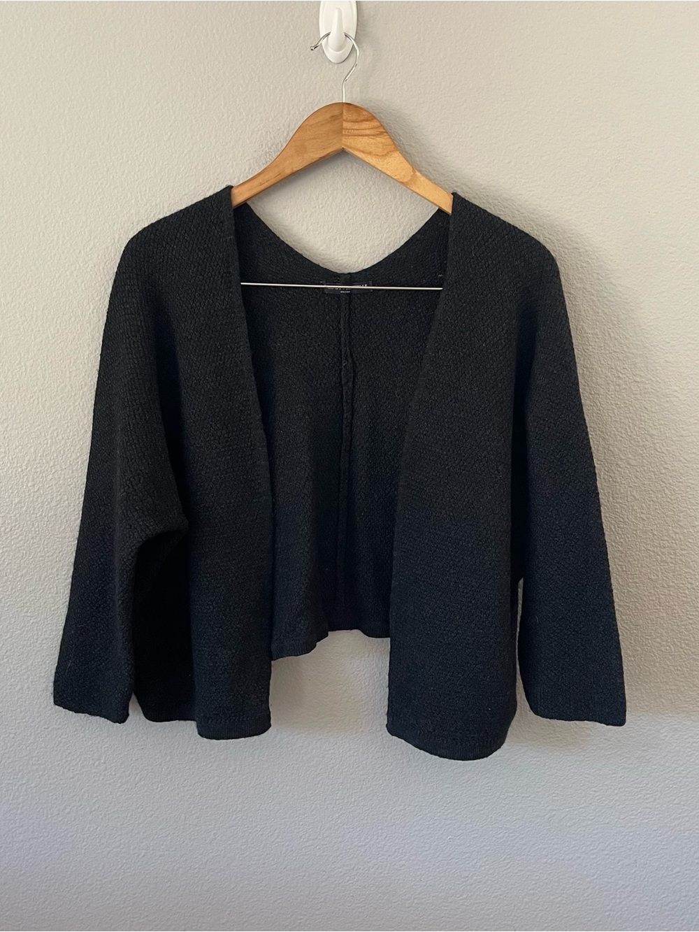 Brandy Melville black open-front knit cardigan relaxed cropped fit OS